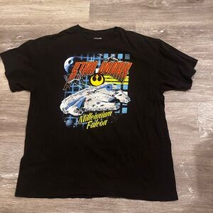 Star Wars Black Tee with Millennium Falcon Design